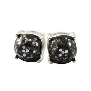 5/$25 Black Glitter Silver Tone Earrings